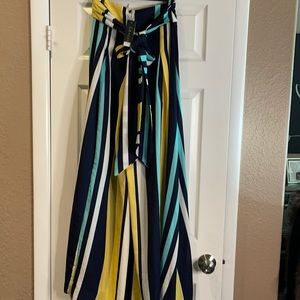 COPY - Unique pants that look like a long gown striped colors that bright and v…